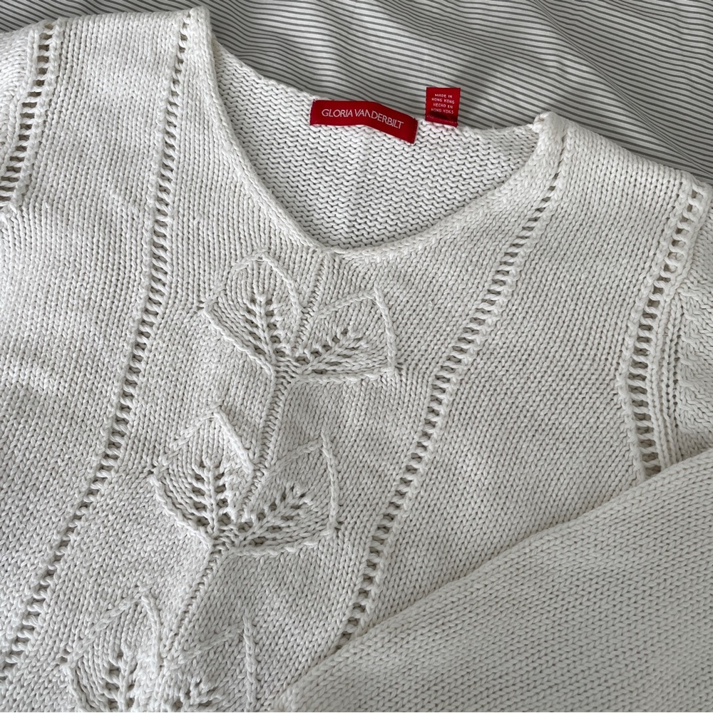 Vintage crochet knit sweater | Large